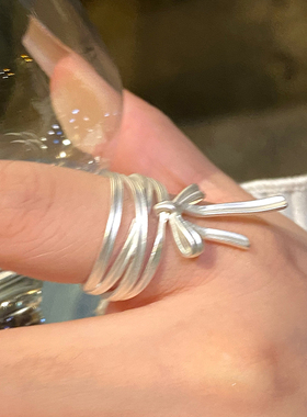 芭蕾风蝴蝶结丝带戒指女开口调节