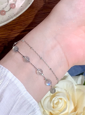 月光石草莓晶双层手链甜美手串女