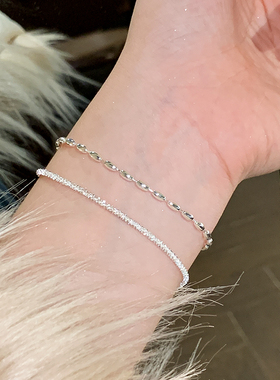 铜镀银波光粼粼米粒手链女小众