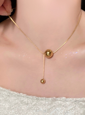 有球必应流苏钛钢项链女独特潮流