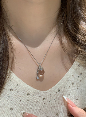 圣诞帽天然白水晶项链女俏皮气质