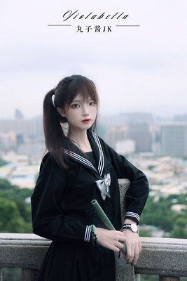 丸子酱jk制服正统日本不良少女基础款套装白三本中间服黑色水手服 虎窝淘