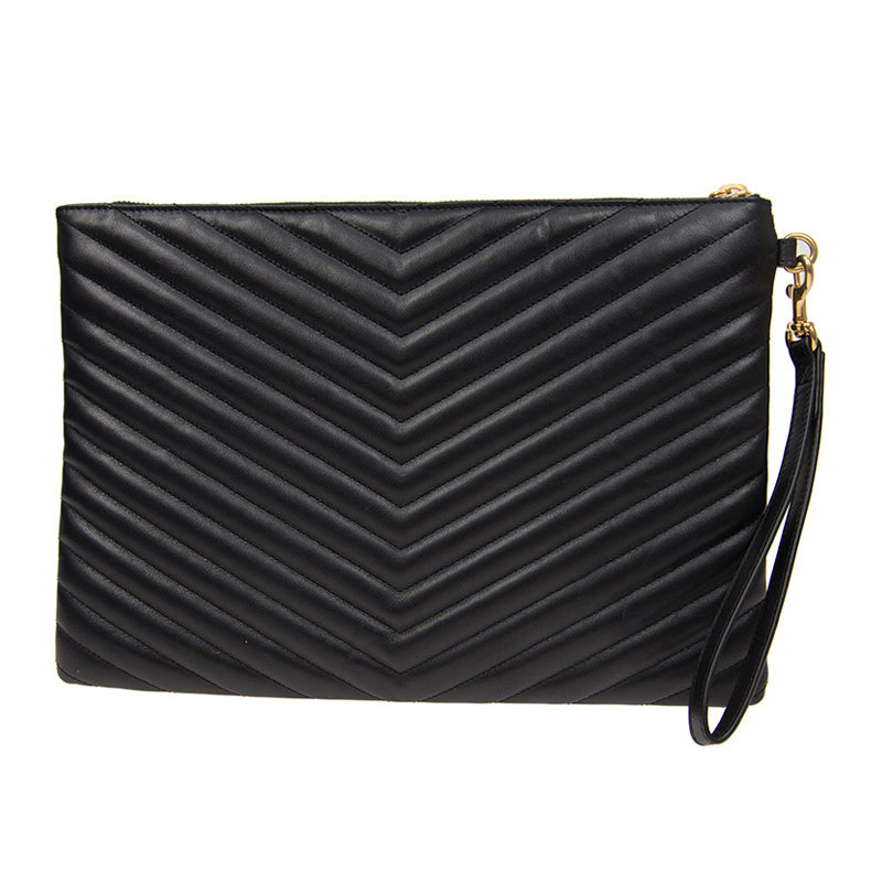 圣罗兰黑色女士时尚官方手拿包 联采海外女士包袋