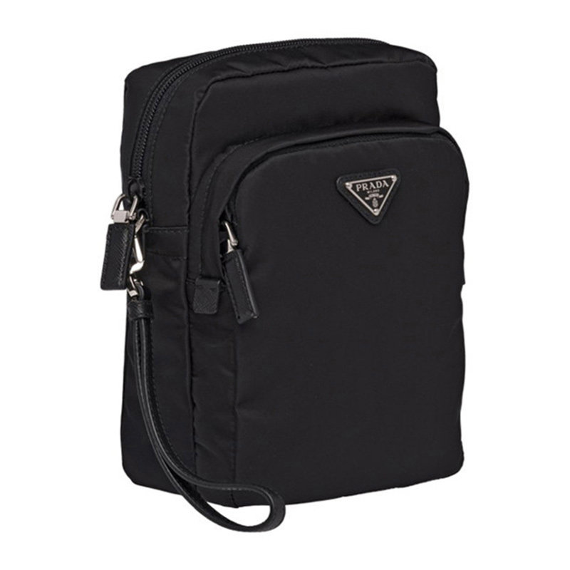 prada男士黑色牛皮logo饰百搭卡包 联采海外男士包袋