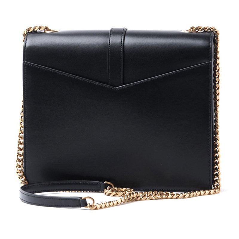圣罗兰女士黑色牛皮金属单肩链条包 联采海外女士包袋