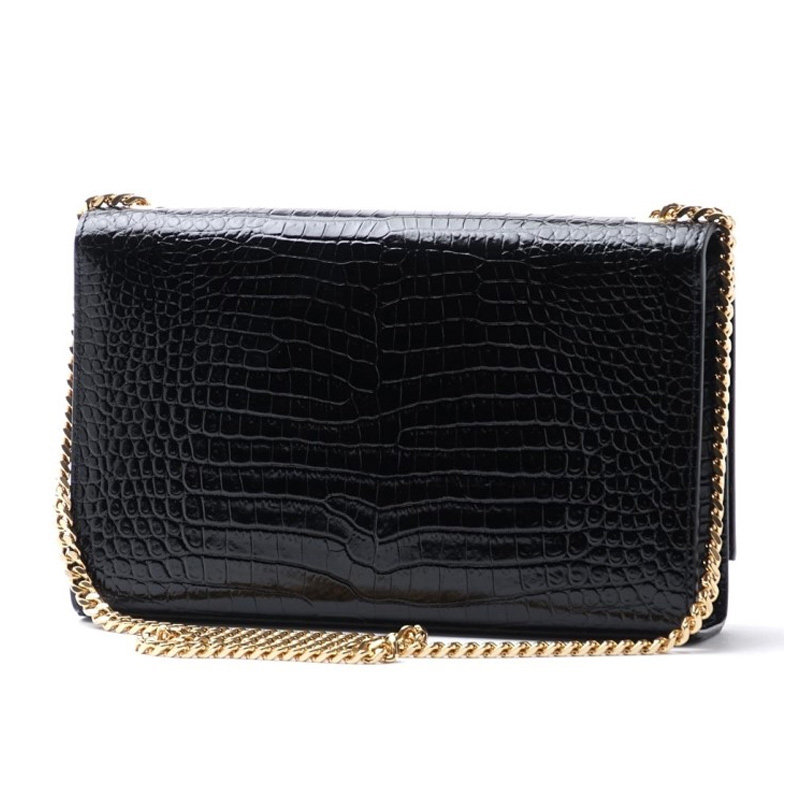 圣罗兰monogram系列女士黑色斜挎包 联采海外女士包袋