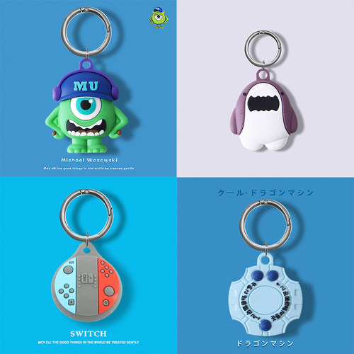 Airtag保护套airtags保护壳全包钥匙扣硅胶软壳新款苹果air tag套狗猫项圈挂件儿童卡通可爱情侣动漫防丢器套 - 图2