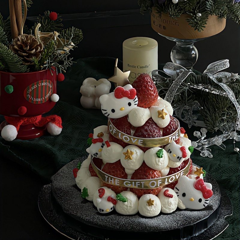 网红圣诞节许愿树蛋糕装饰HelloKitty圣诞蝴蝶结kt猫摆件烘焙插件,淘宝优惠券,粉丝福利购,淘宝优惠卷