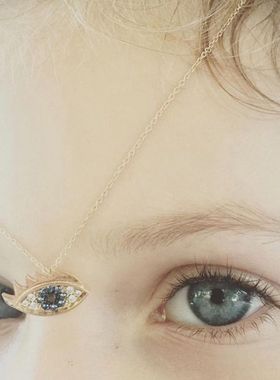 意大利设计师DELFINA DELETTREZ经典眼睛钻石吊坠 项链 蓝色 绿色