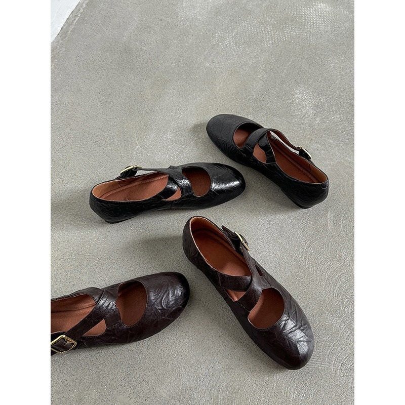 2026平底圆头新款复古带玛丽珍鞋女秋交叉芭蕾舞鞋子浅口单鞋褶皱,淘宝优惠券,粉丝福利购,淘宝优惠卷