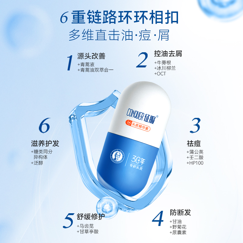 【专属】征服小胶蓝头皮精华素控油去头屑祛痘青蒿洗发水8ml*5袋