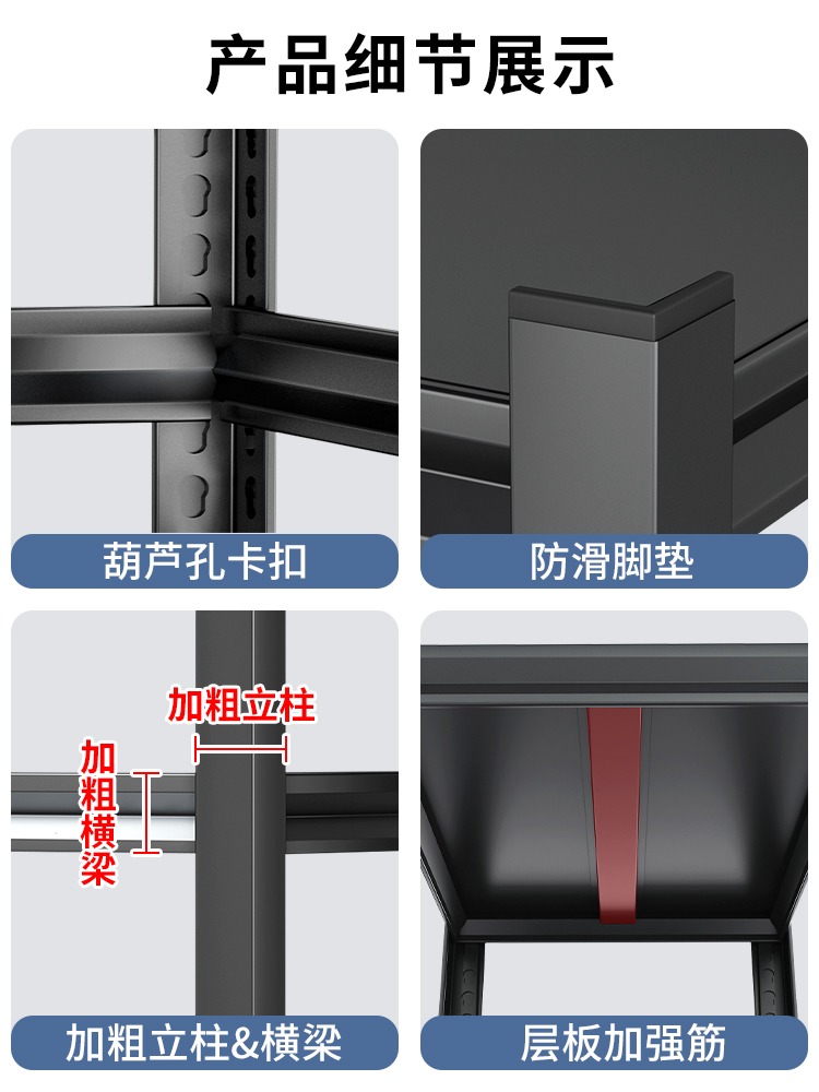 角钢货架多层置物架家用阳台收纳架仓库储物架展示架地下室铁架子-图2