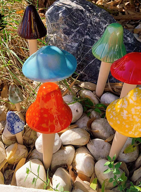 蘑菇花插美式高温瓷地插庭院子园艺阳台户外仿真出口外贸波点现代