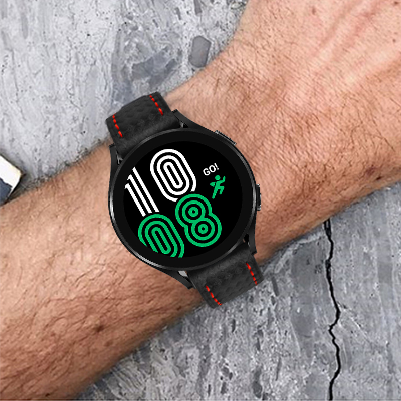 适用三星Galaxy Watch 6/7/8 Ultra Pro Classic 手表表带碳纤维纹牛皮蝴蝶扣手表带潮牌ins腕带华为表带 - 图2
