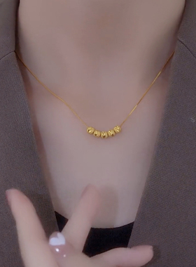 钛钢五福临门转运珠项链女