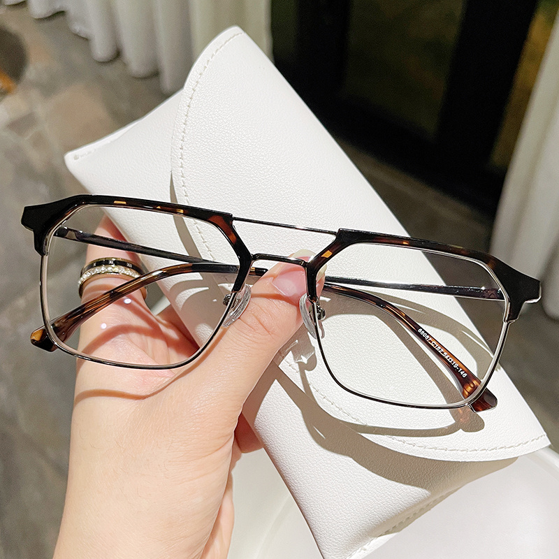 黑框眼镜男款近视感光变色茶色大框潮牌痞帅防蓝光辐射平光镜圆脸