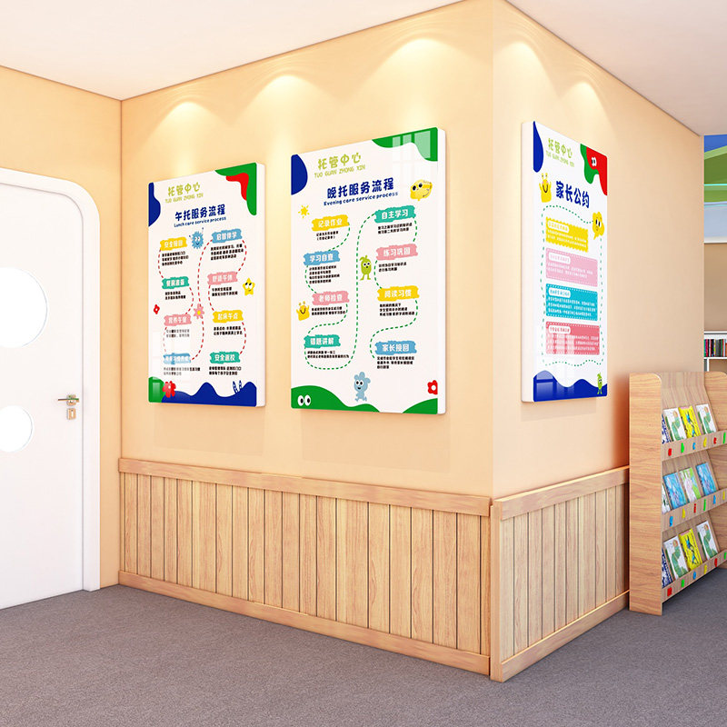 托管班中心墙面装饰晚辅流程图小饭桌午托班文化前台楼梯走廊挂画,淘宝优惠券,粉丝福利购,淘宝优惠卷