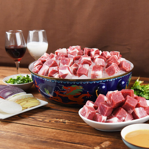 内蒙古冰煮羊2斤涮羊肉火锅食材阿牧特草原散养羔羊肉调理羊肉块 - 图3