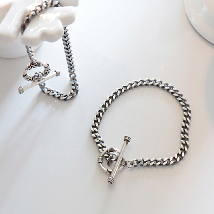 S925银链条手链女个性气质小众纯银T扣银饰手链,淘宝优惠券,粉丝福利购,淘宝优惠卷