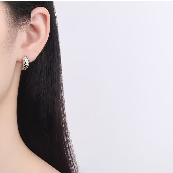 s925纯银牛角包耳钉麻花C型耳环女时尚潮流时尚气质耳饰,淘宝优惠券,粉丝福利购,淘宝优惠卷