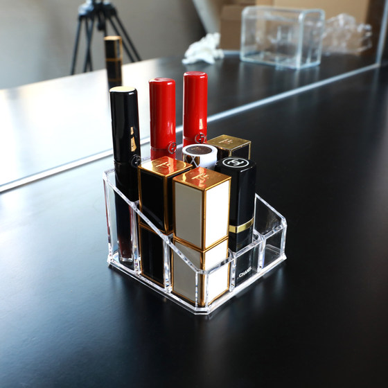 Transparent deepened desktop lipstick storage box for lipstick, lip glaze, multi-grid nail polish box, cosmetics display stand