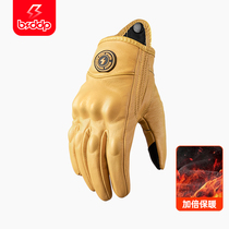 Motorcycle Gloves Winter Genuine Leather Anti-Knight Retro Locomotive Equipment Men And Women Riding Full Finger Protection Touch Screen