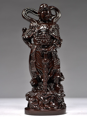 黑檀实木伽蓝韦陀佛像木雕刻韦陀关公伽蓝菩萨左右护法摆设装饰品