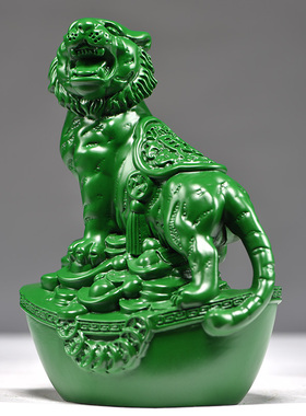 绿色实木摆件木质虎工艺品