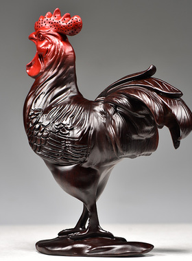 黑檀木雕鸡摆件木头鸡实木鸡生肖红木公鸡家居客厅装饰摆设工艺品