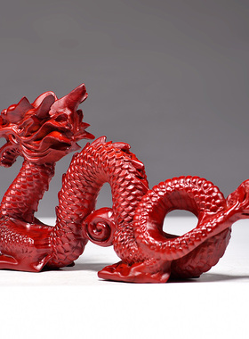 红色木质五爪龙摆件补角装饰品