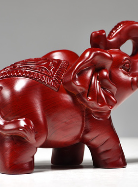 一对客厅大象摆件木质
