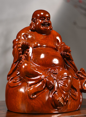 实木质坐式布袋家居客厅弥勒佛像