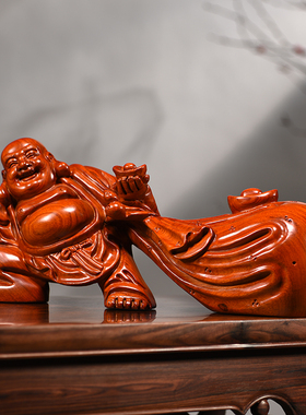 花梨木弥勒佛摆件家居客厅