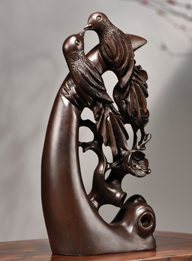 喜上眉梢根雕花鸟家居客厅工艺品