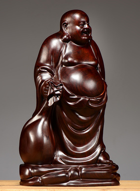 雕刻布袋红木工艺品送礼弥勒佛像