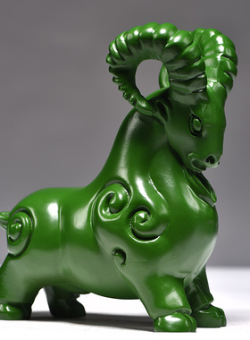 绿色客厅生肖羊木质祝福