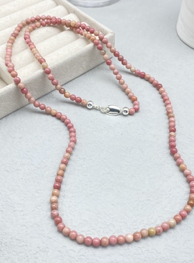 小众设计粉色天然石串珠项链女
