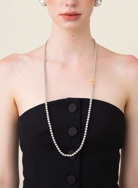 欧美简约银灰色真多麻珍珠项链女