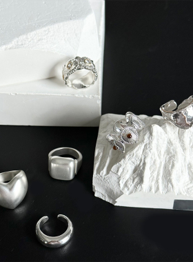 欧美冷淡风几何方形戒指