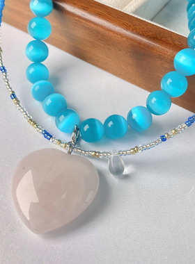 项链天河石猫眼石串珠女玛瑙