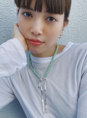 mone同款粉珊瑚绿松石蝴蝶结项链