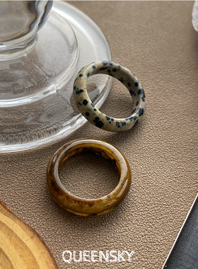 ins复古中式琥珀色戒指度假风