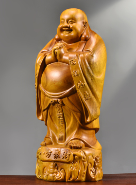 木雕弥勒佛像摆件实木八方笑佛