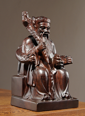 黑檀木雕土地公福德家居客厅神像