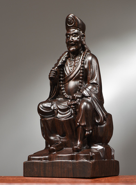 黑檀木雕活佛济公佛像摆件实木