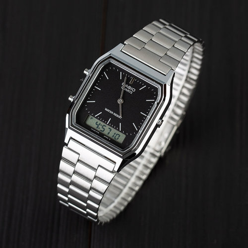 casio卡西欧小方块手表男官方正品防水学生石英电子表AQ-230A-1D - 图3