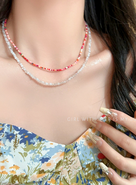 多巴胺彩色串珠叠戴项链