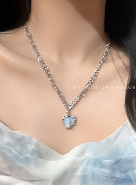 纯欲分裂爱心锆石项链
