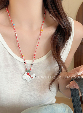 萌趣卡通陶瓷小狗项链女