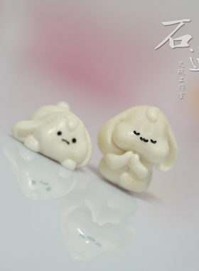 天然保真猛犸鹿角根付兔子鸭子海豹生肖羊可爱串饰手串文玩配饰